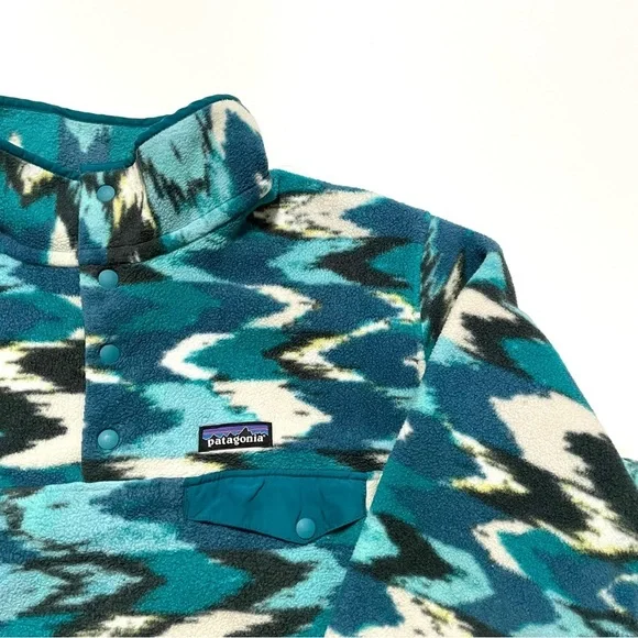 Patagonia Vintage Small Synchilla Trout Tales Elwha Blue Snap-T Fleece - Picture 8 of 15